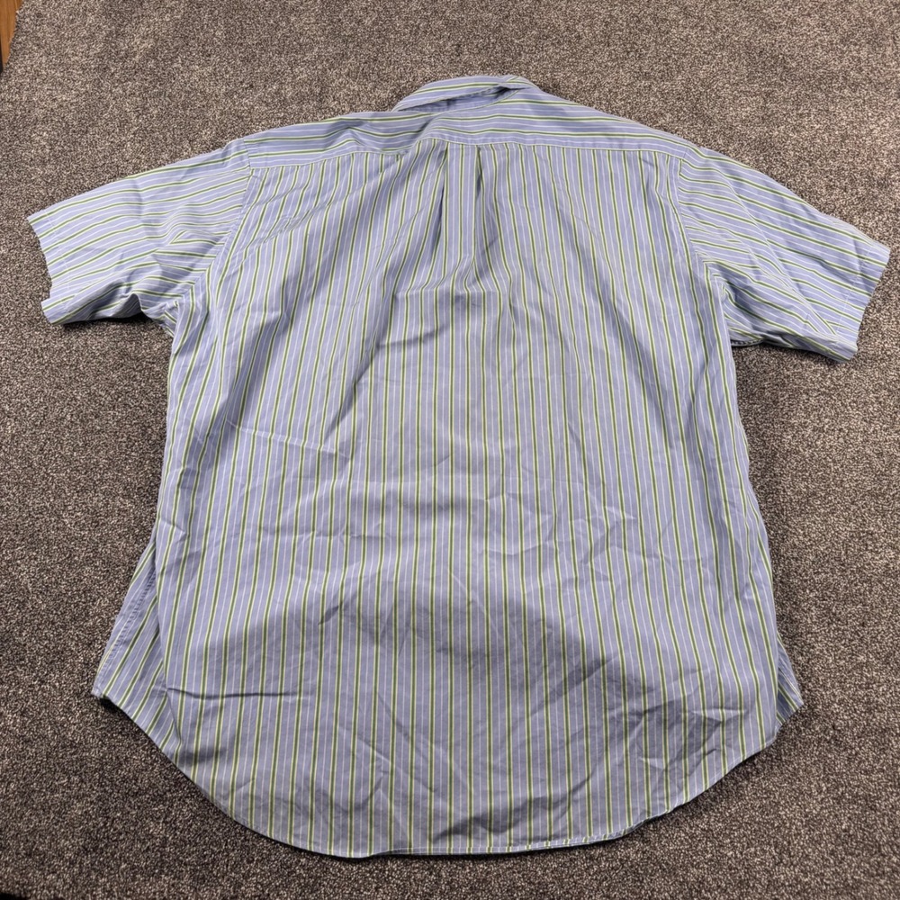 Polo Ralph Lauren Button Down Shirt XXL Blue Green Striped Short Sleeve Classic - Picture 6 of 6